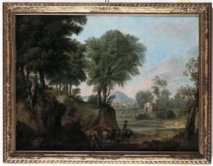 Francesco Foschi : Paesaggio con viandanti  - Asta Old Masters Paintings - Associazione Nazionale - Case d'Asta italiane