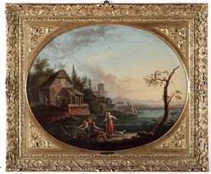 Paul Huet : Paesaggi con lavandaie  - Asta Old Masters Paintings - Associazione Nazionale - Case d'Asta italiane