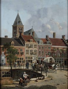 Jan Hendrik Verheyen : Scorcio di una strada di Utrecht  - Asta Old Masters Paintings - Associazione Nazionale - Case d'Asta italiane