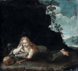 Scuola fiamminga del XVII secolo Maddalena penitente  - Asta Old Masters Paintings - Associazione Nazionale - Case d'Asta italiane