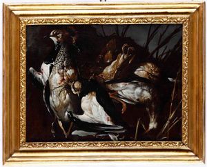 Scuola del XVII secolo Natura morta con cacciagione  - Asta Old Masters Paintings - Associazione Nazionale - Case d'Asta italiane