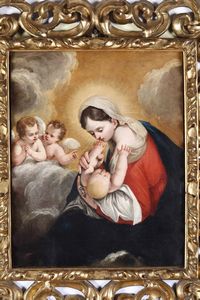 Antonio Bellucci, Attribuito a : Madonna con Bambino e angeli  - Asta Old Masters Paintings - Associazione Nazionale - Case d'Asta italiane