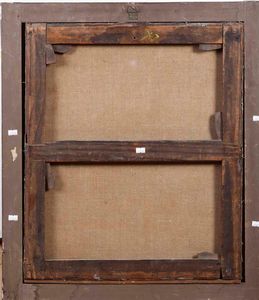 Artista fiammingo attivo a Roma nel XVII secolo Paesaggio con viandanti  - Asta Old Masters Paintings - Associazione Nazionale - Case d'Asta italiane