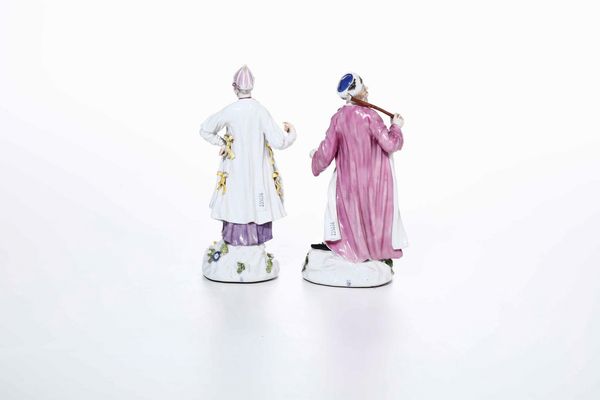 Coppia di figurine  <BR>Meissen, 1750 circa <BR>Modelli di Johann Joachim Kaendler e Peter Reinicke  - Asta Maioliche e Porcellane - Associazione Nazionale - Case d'Asta italiane