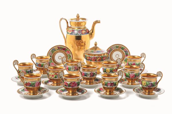 Servizio da caff<BR>Doccia, Manifattura Ginori, 1820-1830 circa<BR>  - Asta Maioliche e Porcellane - Associazione Nazionale - Case d'Asta italiane