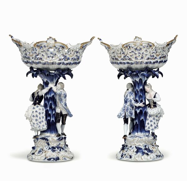 Coppia di centrotavola<BR>Meissen, 1870-1890 circa<BR>Modello di Ernst August Leuteritz (1818-1893), attivo a Meissen dal 1849 al 1886<BR>  - Asta Maioliche e Porcellane - Associazione Nazionale - Case d'Asta italiane