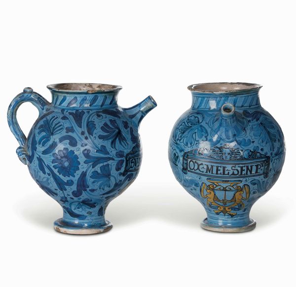 Coppia di orcioli<BR>Roma, prima met del XVII secolo<BR>  - Asta Maioliche e Porcellane - Associazione Nazionale - Case d'Asta italiane