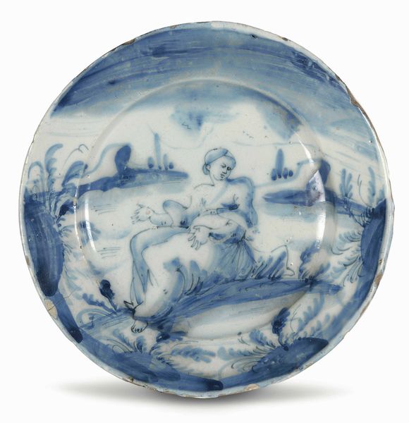 Piatto<BR>Liguria, probabilmente Albisola, Manifattura Conrado (?), inizi del XVIII secolo<BR>  - Asta Maioliche e Porcellane - Associazione Nazionale - Case d'Asta italiane