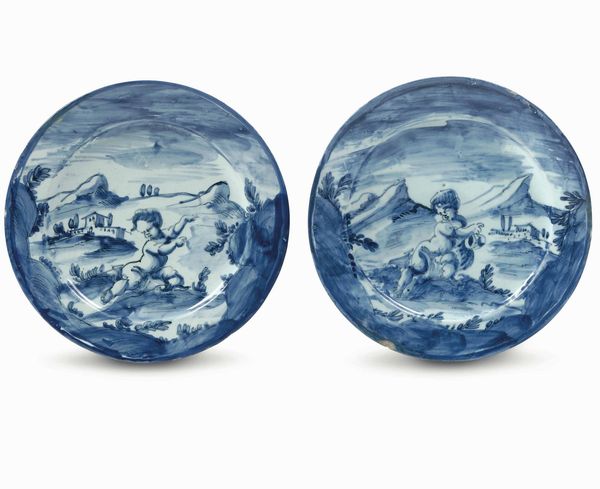 Coppia di piatti<BR>Savona, Manifattura Chiodo-Peirano, prima met del XVIII secolo<BR>  - Asta Maioliche e Porcellane - Associazione Nazionale - Case d'Asta italiane