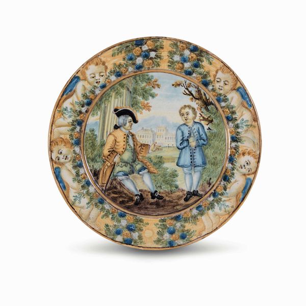 Piccolo piatto<BR>Castelli, terzo quarto del Settecento<BR>  - Asta Maioliche e Porcellane - Associazione Nazionale - Case d'Asta italiane