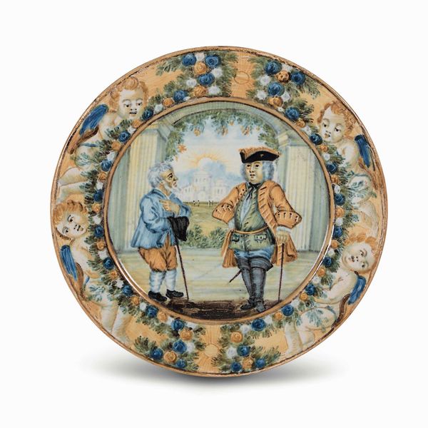 Piccolo piatto<BR>Castelli, terzo quarto del XVIII secolo<BR>  - Asta Maioliche e Porcellane - Associazione Nazionale - Case d'Asta italiane