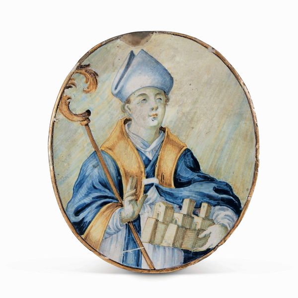 Piccola targa ovale<BR>Castelli, bottega dei Gentili, 1785-1790 <BR>  - Asta Maioliche e Porcellane - Associazione Nazionale - Case d'Asta italiane
