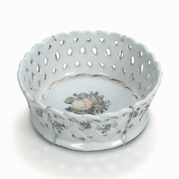 Cestino<BR>Nove, Manifattura Antonibon, 1750-1770 circa<BR>  - Asta Maioliche e Porcellane - Associazione Nazionale - Case d'Asta italiane