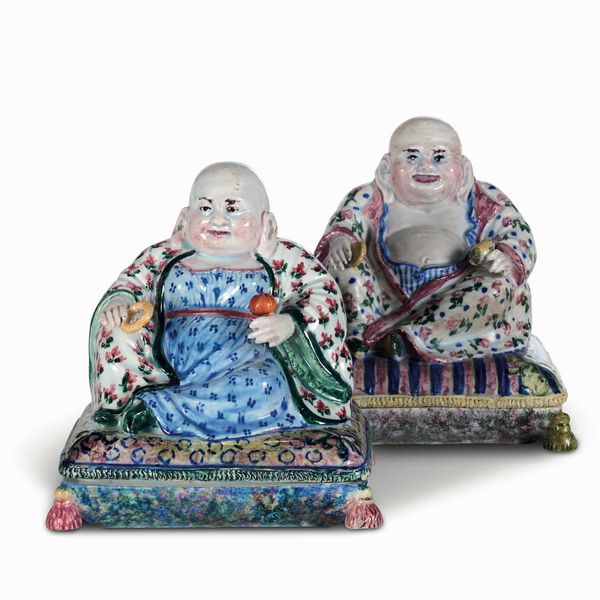 Coppia di Magot<BR>Este, Manifattura Fabris Costa o Franchini, ultimo quarto del XVIII secolo  - Asta Maioliche e Porcellane - Associazione Nazionale - Case d'Asta italiane