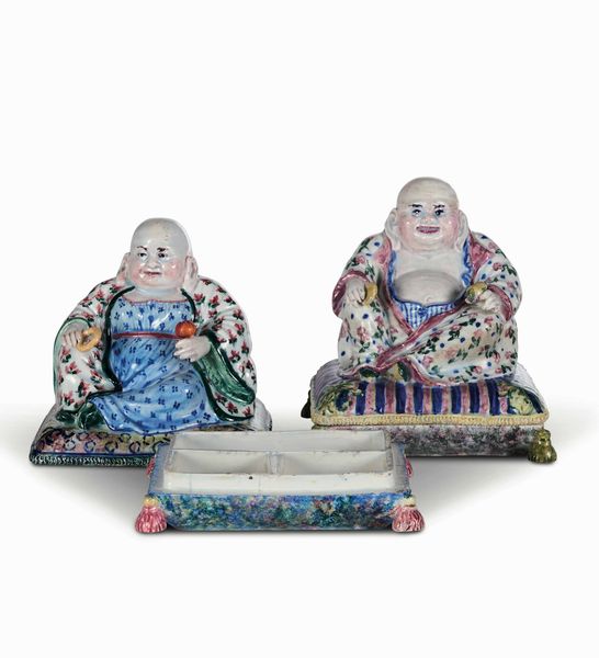 Coppia di Magot<BR>Este, Manifattura Fabris Costa o Franchini, ultimo quarto del XVIII secolo  - Asta Maioliche e Porcellane - Associazione Nazionale - Case d'Asta italiane