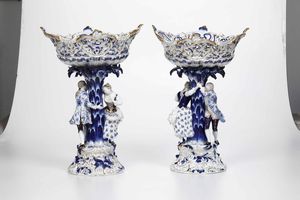 Coppia di centrotavola<BR>Meissen, 1870-1890 circa<BR>Modello di Ernst August Leuteritz (1818-1893), attivo a Meissen dal 1849 al 1886<BR>  - Asta Maioliche e Porcellane - Associazione Nazionale - Case d'Asta italiane