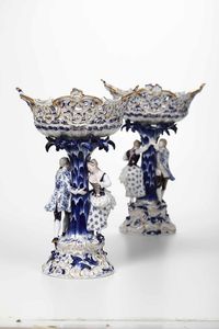 Coppia di centrotavola<BR>Meissen, 1870-1890 circa<BR>Modello di Ernst August Leuteritz (1818-1893), attivo a Meissen dal 1849 al 1886<BR>  - Asta Maioliche e Porcellane - Associazione Nazionale - Case d'Asta italiane