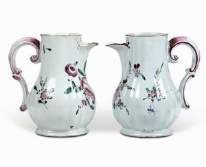 Due caffettiere<BR>Lodi, Manifattura Antonio Ferretti, ultimo ventennio del XVIII secolo<BR>  - Asta Maioliche e Porcellane - Associazione Nazionale - Case d'Asta italiane