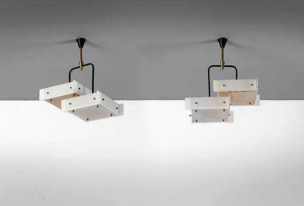 BIANCARDI & JORDAN : attribuito. Coppia di lampade a sospensione  - Asta Asta 364 | DESIGN E ARTI DECORATIVE DEL NOVECENTO - DESIGN (Online) Online - Associazione Nazionale - Case d'Asta italiane