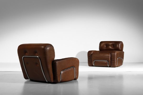 PIAZZESI ADRIANO : attribuito. Coppia di poltrone  - Asta Asta 364 | DESIGN E ARTI DECORATIVE DEL NOVECENTO - DESIGN (Online) Online - Associazione Nazionale - Case d'Asta italiane