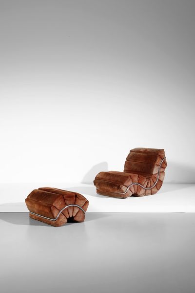 CECCHI MARZIO (1940 - 1990) : attribuito. Poltrona con poggiapiedi  - Asta Asta 364 | DESIGN E ARTI DECORATIVE DEL NOVECENTO - DESIGN (Online) Online - Associazione Nazionale - Case d'Asta italiane