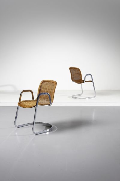 RIZZO WILLY (1928 - 2013) : attribuito. Coppia di poltroncine per Cidue  - Asta Asta 364 | DESIGN E ARTI DECORATIVE DEL NOVECENTO - DESIGN (Online) Online - Associazione Nazionale - Case d'Asta italiane
