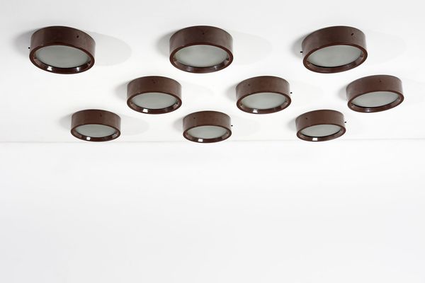 CANDLE : Nove lampade a plafoniera  - Asta Asta 364 | DESIGN E ARTI DECORATIVE DEL NOVECENTO - DESIGN (Online) Online - Associazione Nazionale - Case d'Asta italiane