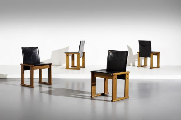 SCARPA AFRA (1937 -2011) & TOBIA (n. 1935) : Quattro sedie Monk per Molteni  - Asta Asta 364 | DESIGN E ARTI DECORATIVE DEL NOVECENTO - DESIGN (Online) Online - Associazione Nazionale - Case d'Asta italiane