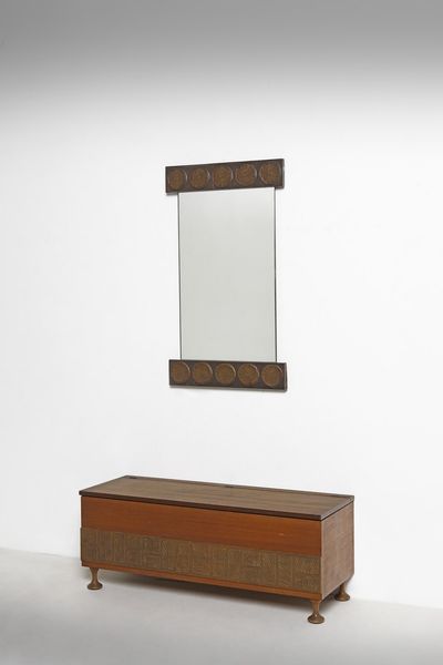 SANTAMBROGIO DE BERTI : Cassapanca con specchio  - Asta Asta 364 | DESIGN E ARTI DECORATIVE DEL NOVECENTO - DESIGN (Online) Online - Associazione Nazionale - Case d'Asta italiane