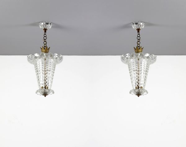 TOSO AURELIANO (1884 - 1979) : Coppia di lampade a sospensione  - Asta Asta 364 | DESIGN E ARTI DECORATIVE DEL NOVECENTO - DESIGN (Online) Online - Associazione Nazionale - Case d'Asta italiane