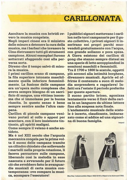 CHIGGIO ENNIO (n. 1938) : Carillonata del movimentoTATA, arte ludica, per Tatoy  - Asta Asta 364 | DESIGN E ARTI DECORATIVE DEL NOVECENTO - DESIGN (Online) Online - Associazione Nazionale - Case d'Asta italiane