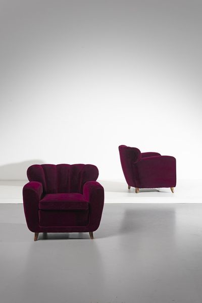ULRICH GUGLIELMO (1904 - 1977) : attribuito. Coppia di poltrone  - Asta Asta 364 | DESIGN E ARTI DECORATIVE DEL NOVECENTO - DESIGN (Online) Online - Associazione Nazionale - Case d'Asta italiane