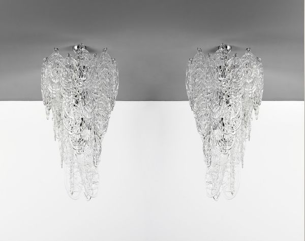 MANIFATTURA MURANESE : Coppia di lampade a sospensione  - Asta Asta 364 | DESIGN E ARTI DECORATIVE DEL NOVECENTO - DESIGN (Online) Online - Associazione Nazionale - Case d'Asta italiane