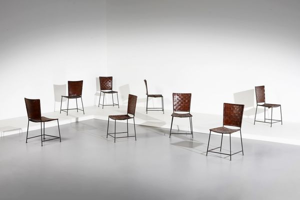 RIETI FABIO (n. 1925) : attribuito. Otto sedie  - Asta Asta 364 | DESIGN E ARTI DECORATIVE DEL NOVECENTO - DESIGN (Online) Online - Associazione Nazionale - Case d'Asta italiane