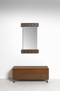 SANTAMBROGIO DE BERTI : Cassapanca con specchio  - Asta Asta 364 | DESIGN E ARTI DECORATIVE DEL NOVECENTO - DESIGN (Online) Online - Associazione Nazionale - Case d'Asta italiane