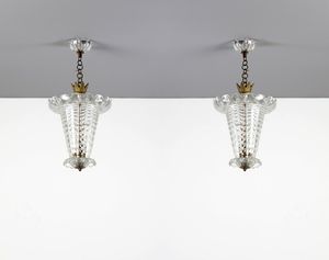 TOSO AURELIANO (1884 - 1979) - Coppia di lampade a sospensione