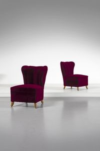 ULRICH GUGLIELMO (1904 - 1977) - attribuito. Coppia di poltroncine da camera