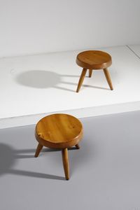 PERRIAND CHARLOTTE  (1903 - 1999) : Coppia di sgabelli  - Asta Asta 364 | DESIGN E ARTI DECORATIVE DEL NOVECENTO - DESIGN (Online) Online - Associazione Nazionale - Case d'Asta italiane