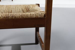 MICHELUCCI GIOVANNI (1891 - 1990) : Tavolo, panca e quattro sedie della serie Torbecchia per Poltronova  - Asta Asta 364 | DESIGN E ARTI DECORATIVE DEL NOVECENTO - DESIGN (Online) Online - Associazione Nazionale - Case d'Asta italiane