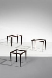 PARISI ICO (1916 - 1996) - nello stile di. Tre tavolini da salotto impilabili per De Baggis