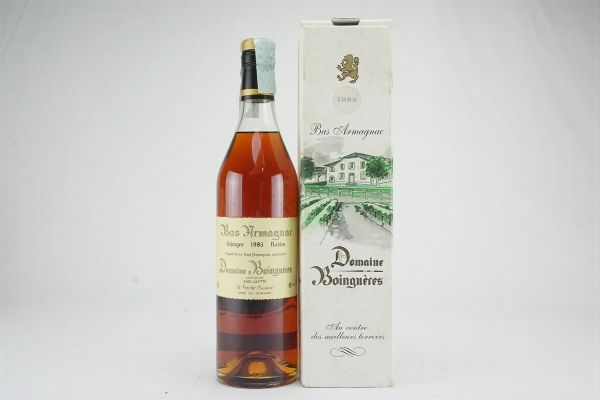 Bas Armagnac C&eacute;pages Nobles Domaine Boingn&egrave;res 1985  - Asta Summer Spirits | Rhum, Whisky e Distillati da Collezione - Associazione Nazionale - Case d'Asta italiane