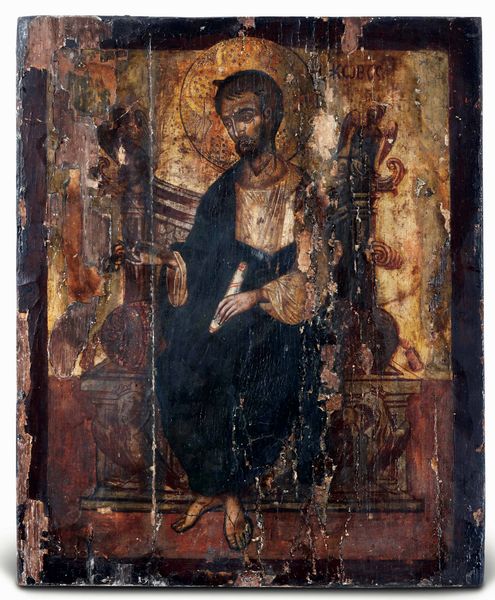 Sant'Anastasio (?). Icona tempera su tavola. Arte russa del XVIII-XIX secolo  - Asta Argenti antichi  - Associazione Nazionale - Case d'Asta italiane