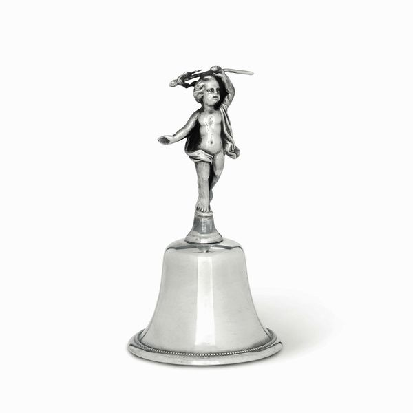 Campanello. Argento fuso, tornito e cesellato. Roma XIX secolo, maestro argentiere Pietro Paolo Spagna (1817-1861)  - Asta Argenti antichi  - Associazione Nazionale - Case d'Asta italiane