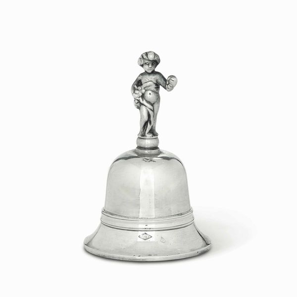 Campanello. Argento fuso, tornito e cesellato. Bologna XIX secolo. Argentiere Gaetano Trombesi (1818-1859)  - Asta Argenti antichi  - Associazione Nazionale - Case d'Asta italiane