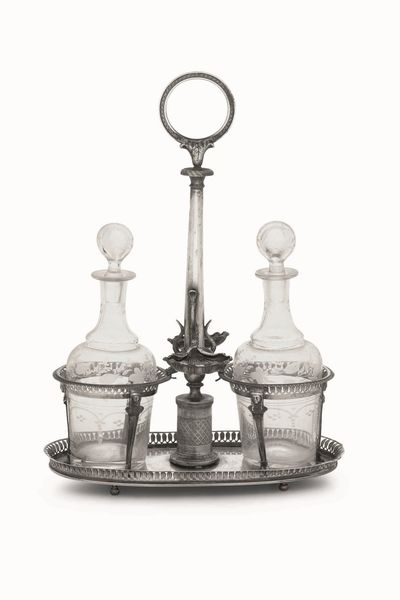 Oliera. Argento fuso, traforato e cesellato. Argenteria milanese del XIX secolo, bottega allinsegna dellAngelo custode  - Asta Argenti antichi  - Associazione Nazionale - Case d'Asta italiane