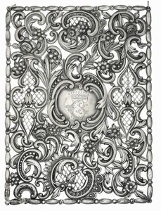 Copertina per legatura. Argento fuso, sbalzato, traforato e cesellato. Londra 1890. Argentiere WC (William Cooper ?)  - Asta Argenti antichi  - Associazione Nazionale - Case d'Asta italiane