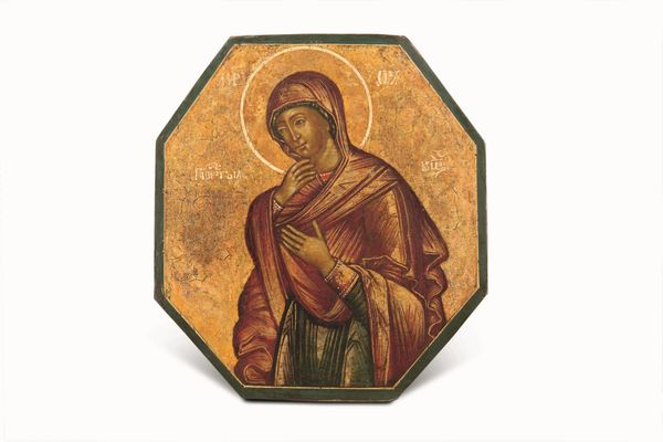 Russia, inizio XVIII secolo, scuola di Mosca L'Annunciazione a Maria Vergine e i quattro Evangelisti  - Asta Argenti del XX secolo - Associazione Nazionale - Case d'Asta italiane