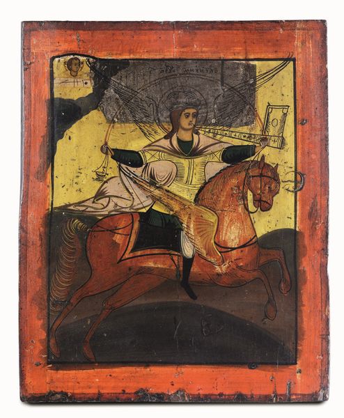 San Michele Arcangelo cavaliere dell'apocalisse. Icona su tavola. Arte russa del XVIII secolo, scuola di Kiev (?)  - Asta Argenti del XX secolo - Associazione Nazionale - Case d'Asta italiane