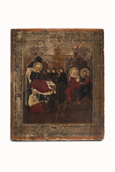 Nativit� della Vergine Maria. Icona su tavola. Arte russa del XIX secolo  - Asta Argenti del XX secolo - Associazione Nazionale - Case d'Asta italiane