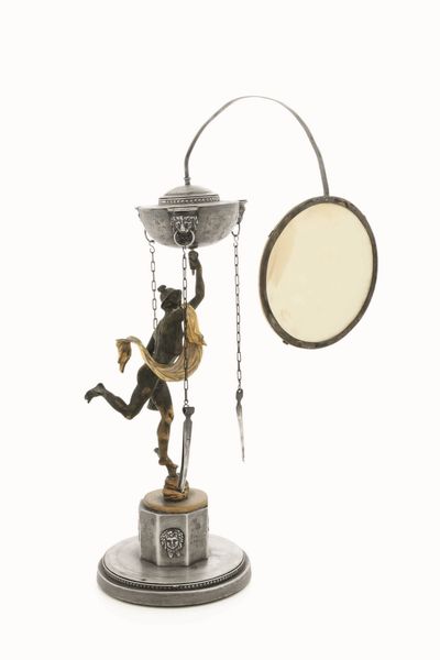 Lucerna. Argento fuso, sbalzato, cesellato e bronzo patinato. Roma primo quarto del XIX secolo. Maestro argentiere Giovacchino Belli (1787-1822)  - Asta Argenti del XX secolo - Associazione Nazionale - Case d'Asta italiane